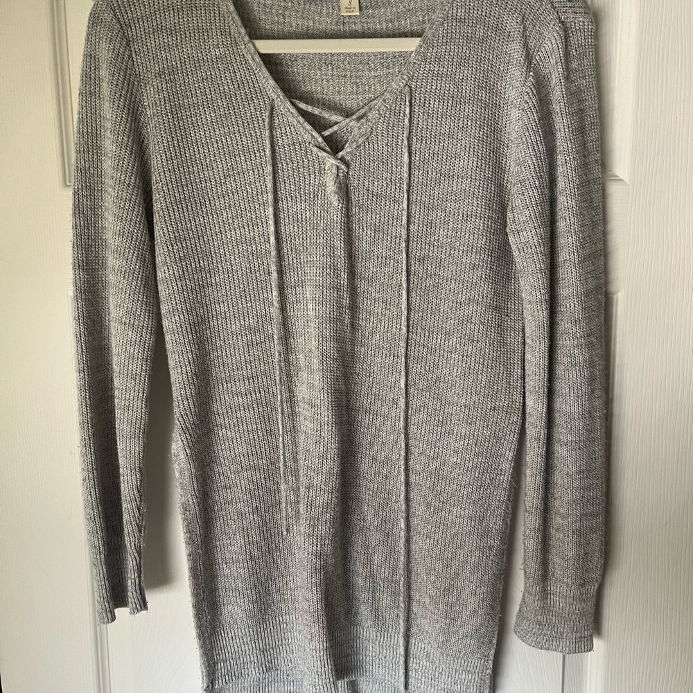 Gray V-Neck Women's Sweater